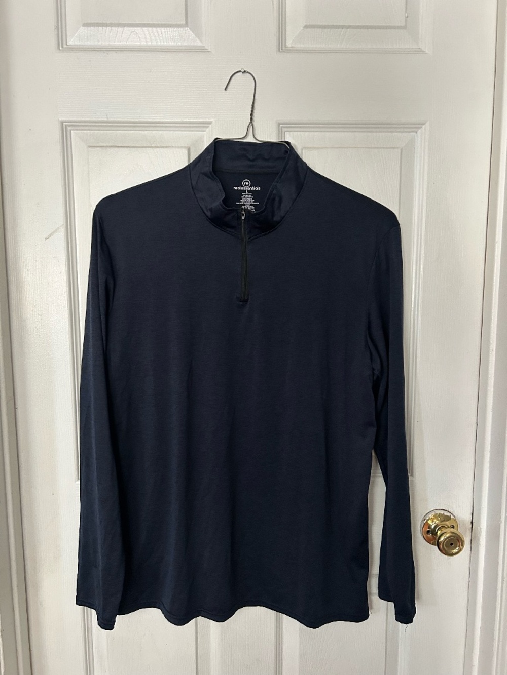 Real Essentials Men’s Navy Blue Quarter Zip Pullover - Large